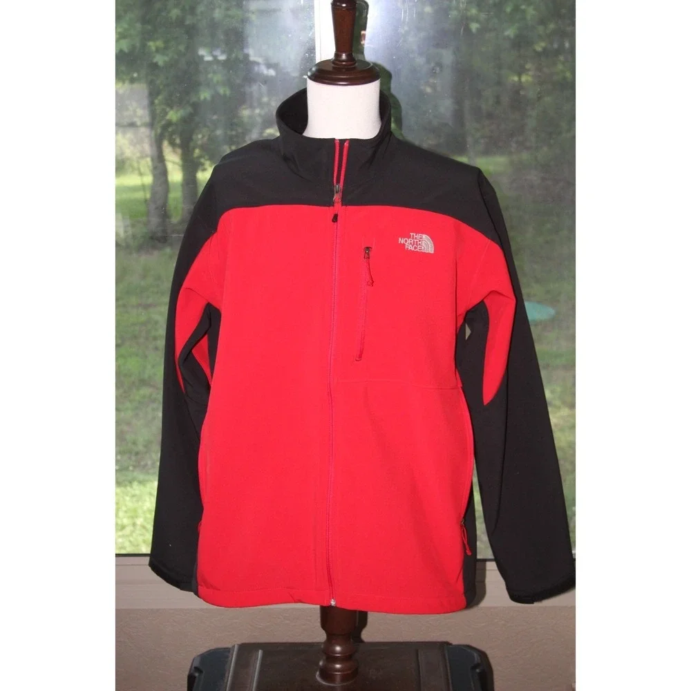 THE NORTH FACE XL Red Black Full Zip Jacket Coat Polyester Elastane